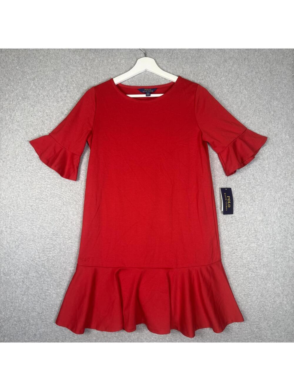 Brand New Polo Ralph Lauren Girls Size 16 Fall II Red Mini Short Sleeve Dress